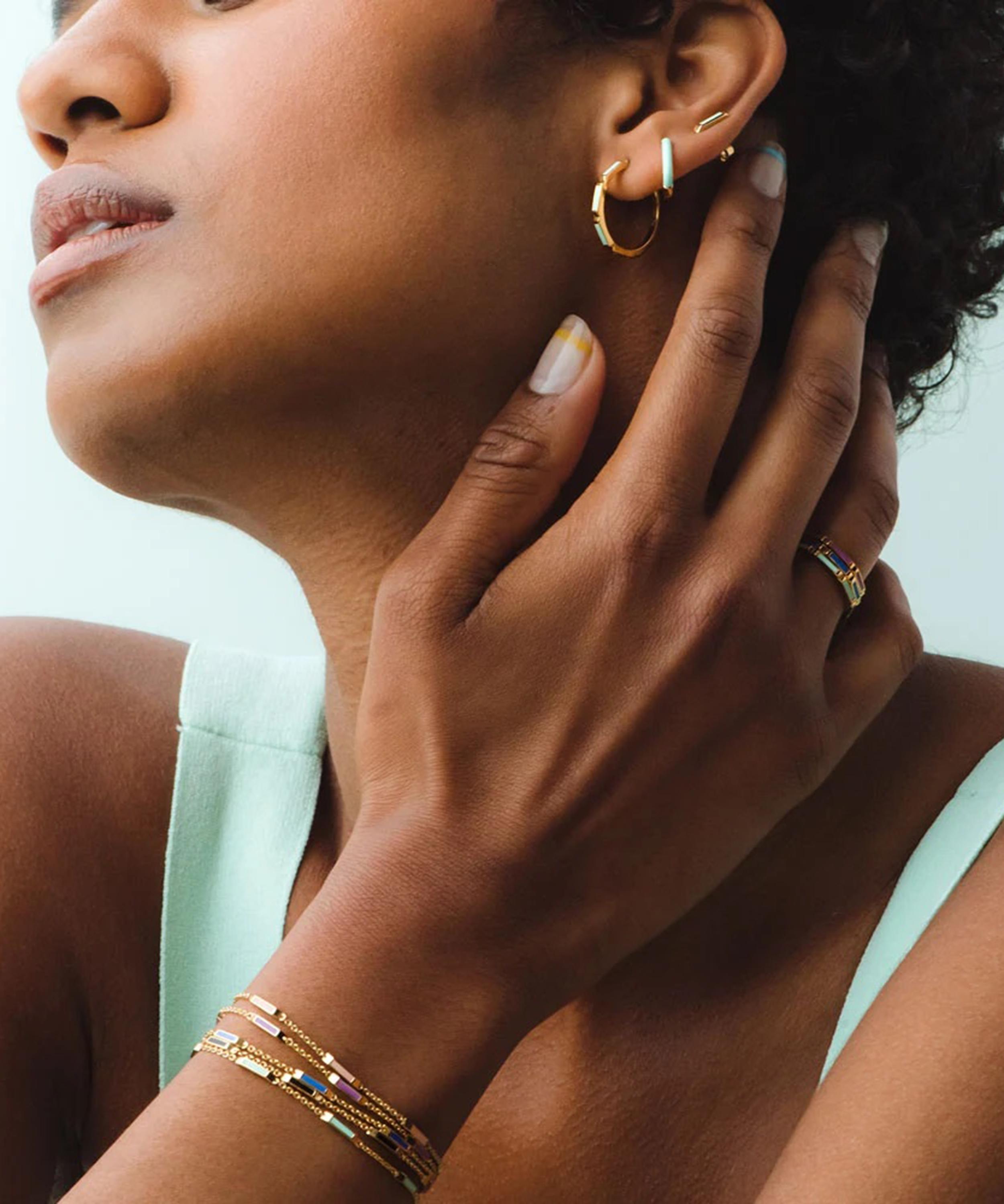 Astley Clarke - 18ct Gold Plated Vermeil Silver Aubar Half-Full Enamel Bracelet image number 1