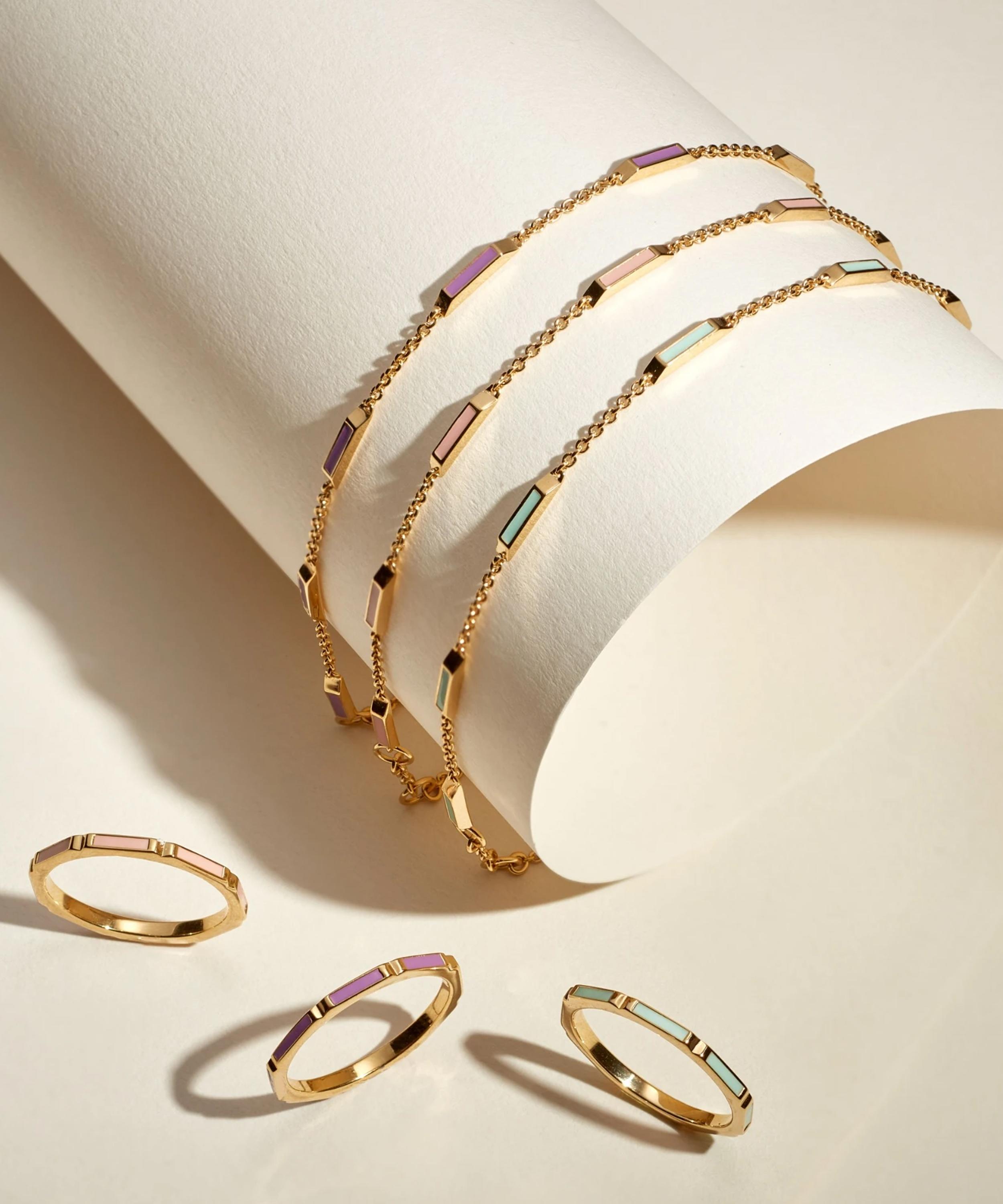 Astley Clarke - 18ct Gold Plated Vermeil Silver Aubar Half-Full Enamel Bracelet image number 2