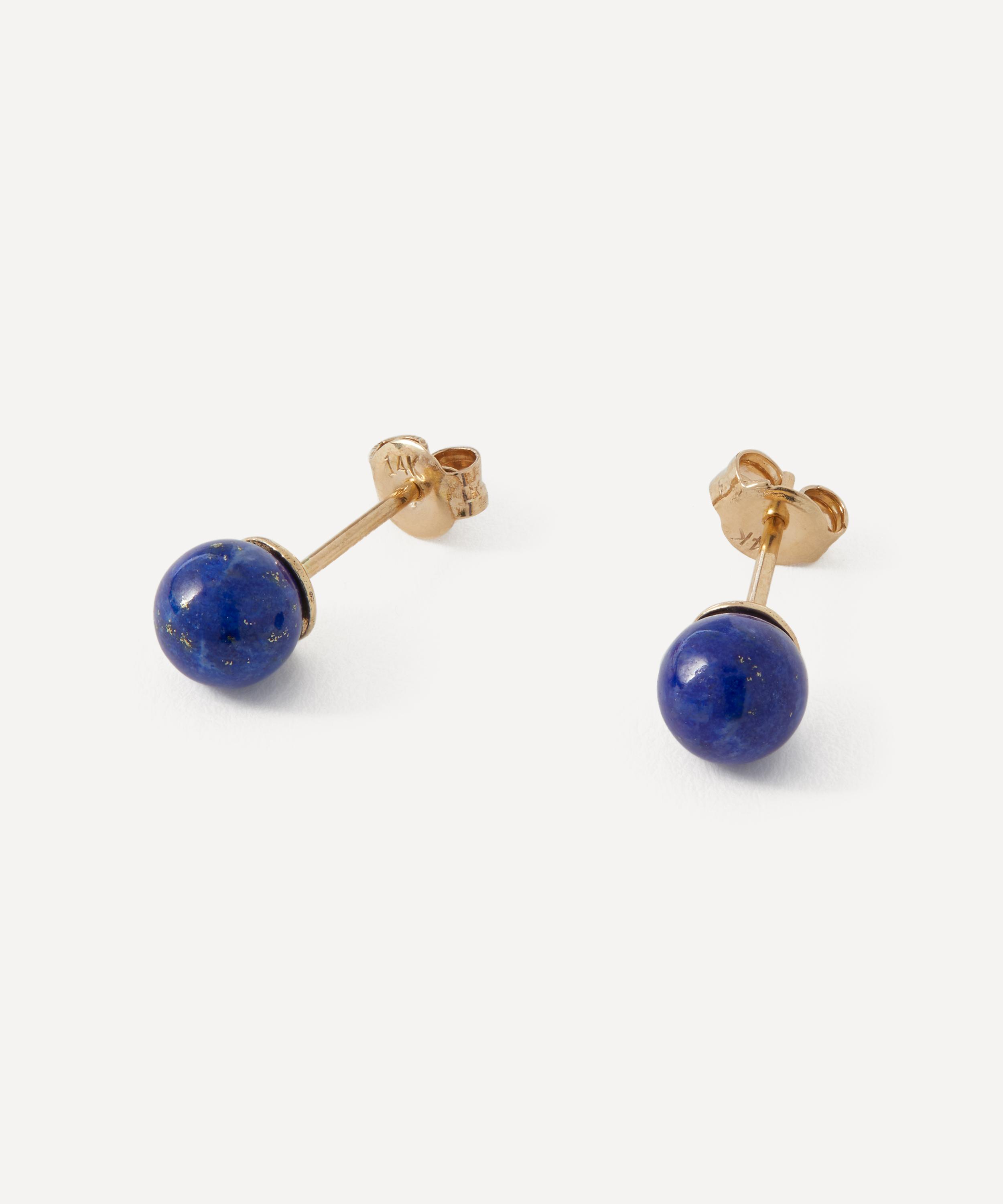 Mateo - 14ct Gold 6mm Lapis Lazuli Stud Earrings image number 1