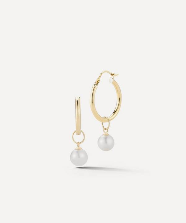 Mateo - 14ct Gold Small Detachable Pearl Hoop Earrings image number 0