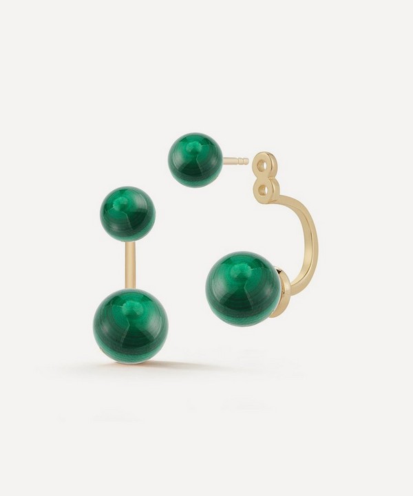 Mateo - 14ct Gold Malachite Ear Jacket Stud Earrings image number null