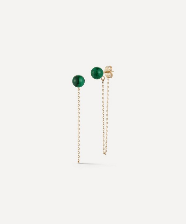 Mateo - 14ct Gold Malachite Chain Stud Earrings image number null