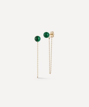 Mateo - 14ct Gold Malachite Chain Stud Earrings image number 0