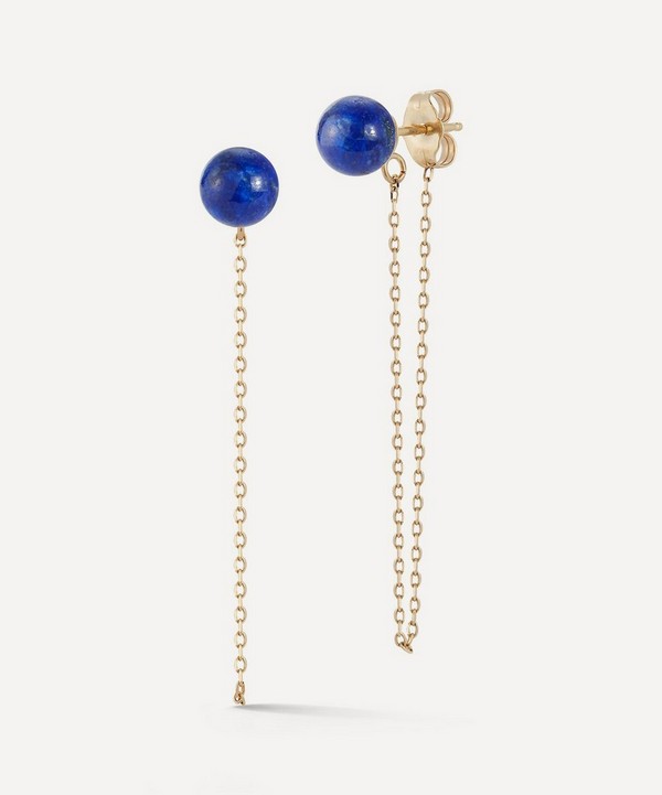 Mateo - 14ct Gold Lapis Lazuli Chain Stud Earrings image number null
