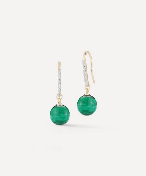 Mateo - 14ct Gold Single Malachite Drop Earrings image number null