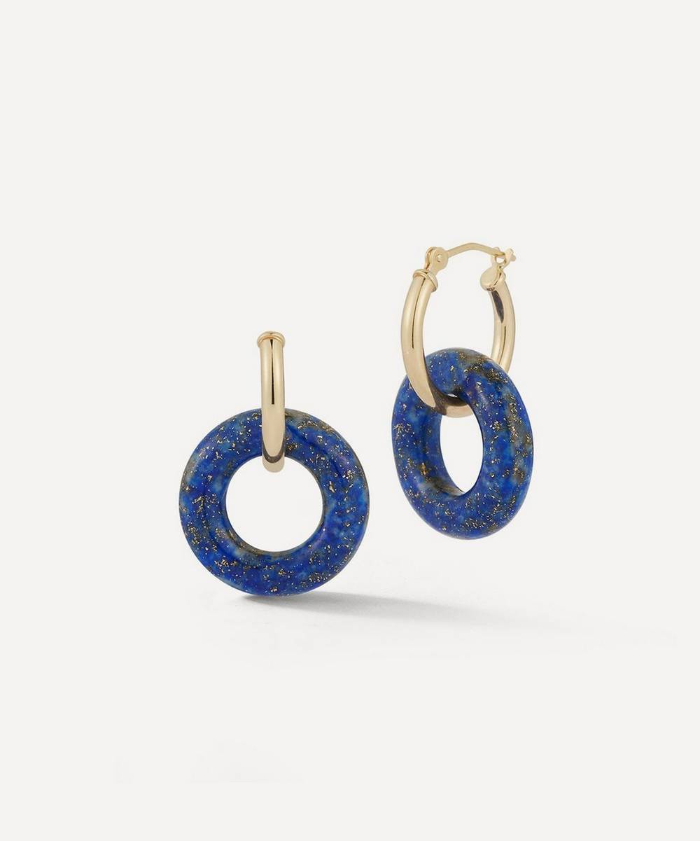 Mateo - 14ct Gold Lapis Lazuli Doughnut Hoop Earrings