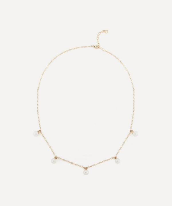 Mateo - 14ct Gold Five Point Pearl Chain Necklace