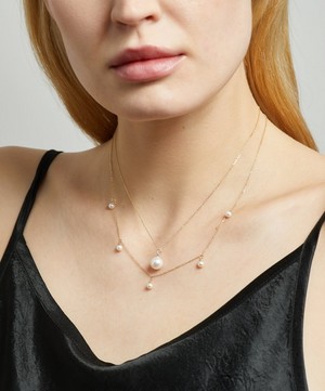 Mateo - 14ct Gold Five Point Pearl Chain Necklace image number 1