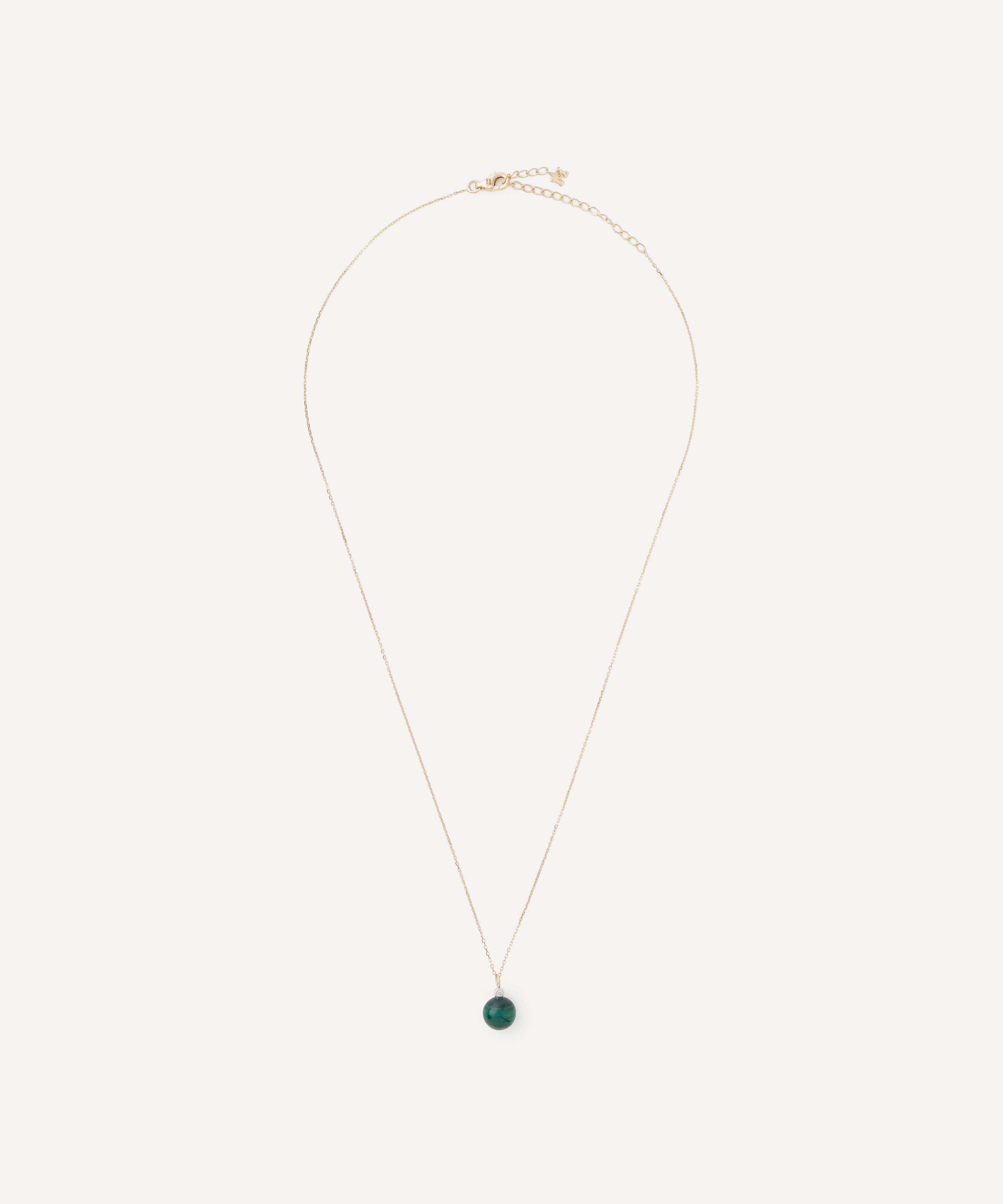 Mateo - 14ct Gold Malachite and Diamond Dot Pendant Necklace image number 