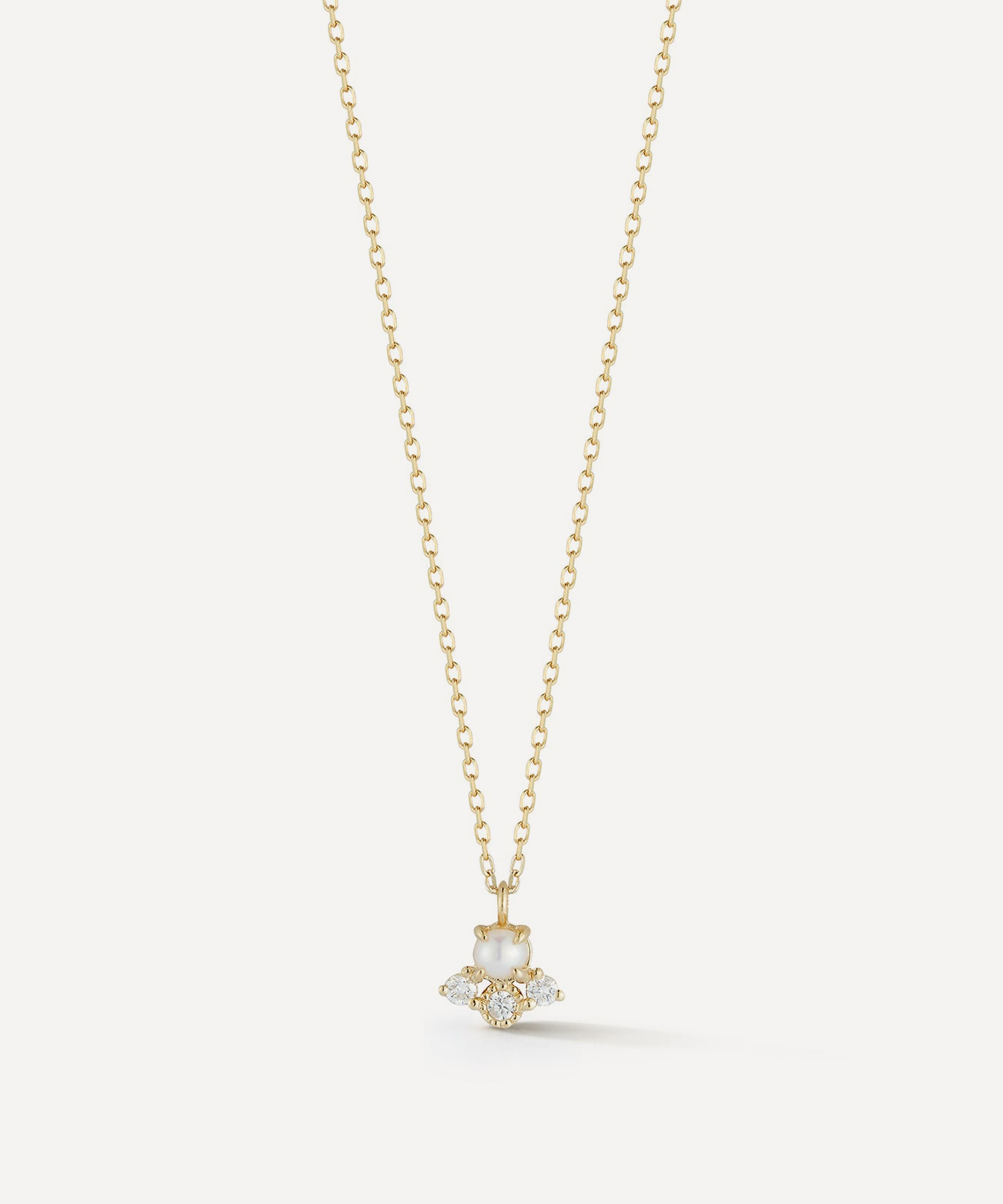 Mateo - 14ct Gold The Little Things Pearl and Diamond Pendant Necklace