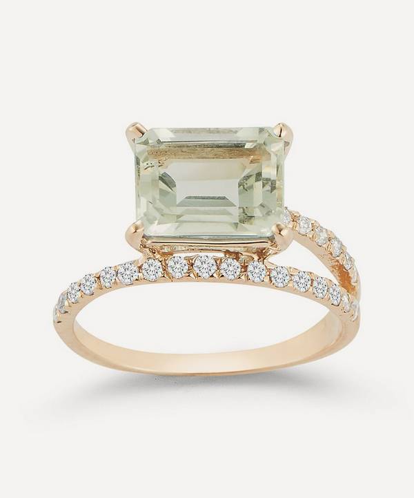 Mateo - 14ct Gold Point of Focus Green Amethyst Band Ring