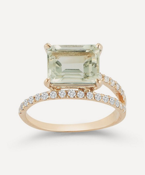 Mateo - 14ct Gold Point of Focus Green Amethyst Band Ring image number null