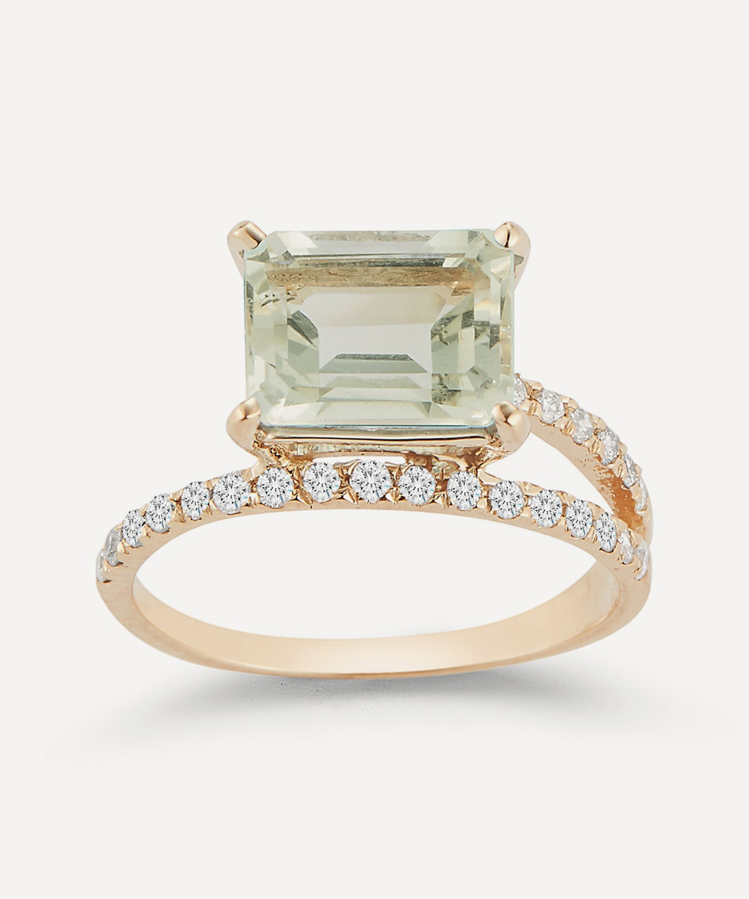 Mateo - 14ct Gold Point of Focus Green Amethyst Band Ring image number 0
