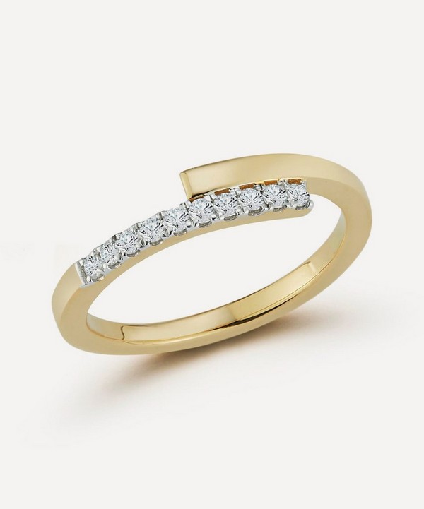 Mateo - 14ct Gold Diamond Bypass Stacking Ring image number null
