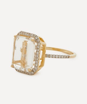 Mateo - 14ct Gold Diamond Frame Crystal Quartz Secret Diamond S Initial Ring image number 2