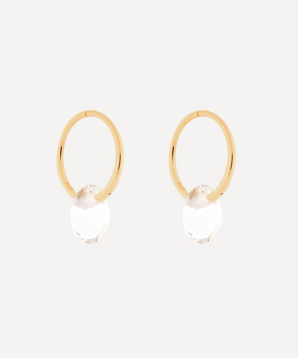 By Pariah - 14ct Gold Plated Vermeil Silver Rose Cut White Topaz Hoop Earrings