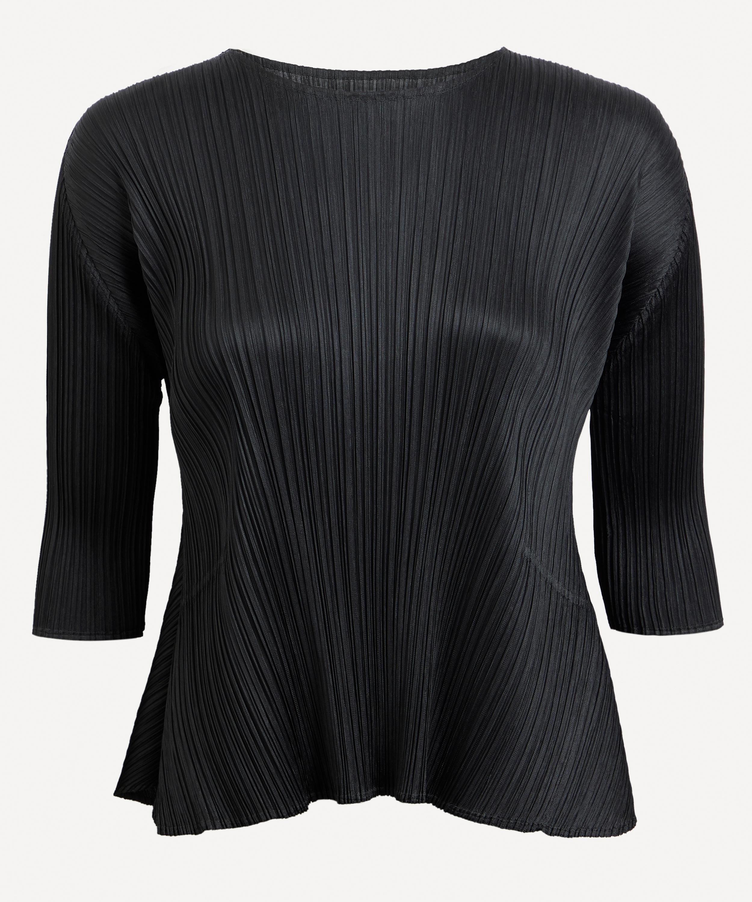 Pleats Please Issey Miyake: Black Rib Pleats Long Sleeve T-Shirt