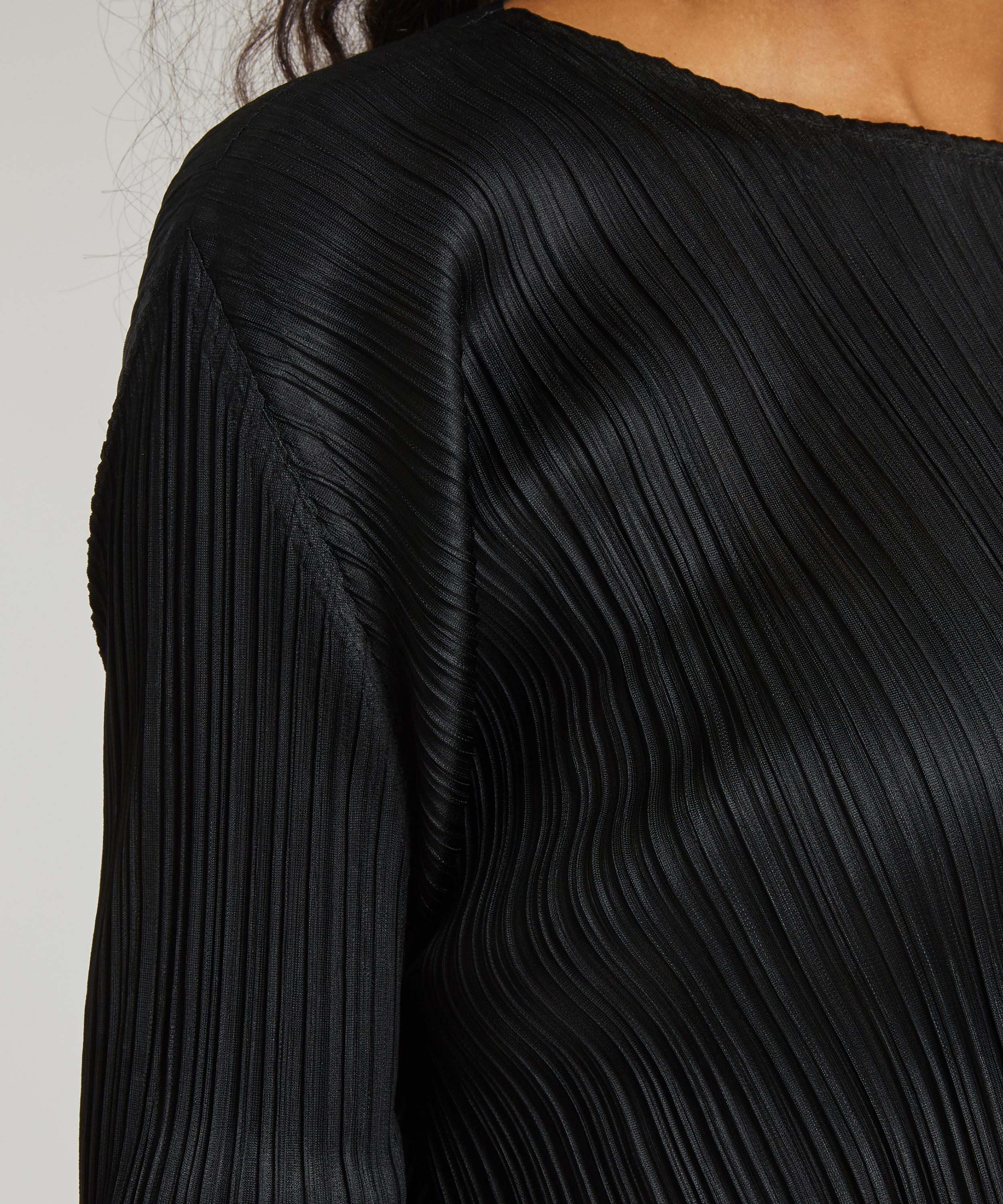 Pleats Please Issey Miyake: Black Rib Pleats Long Sleeve T-Shirt