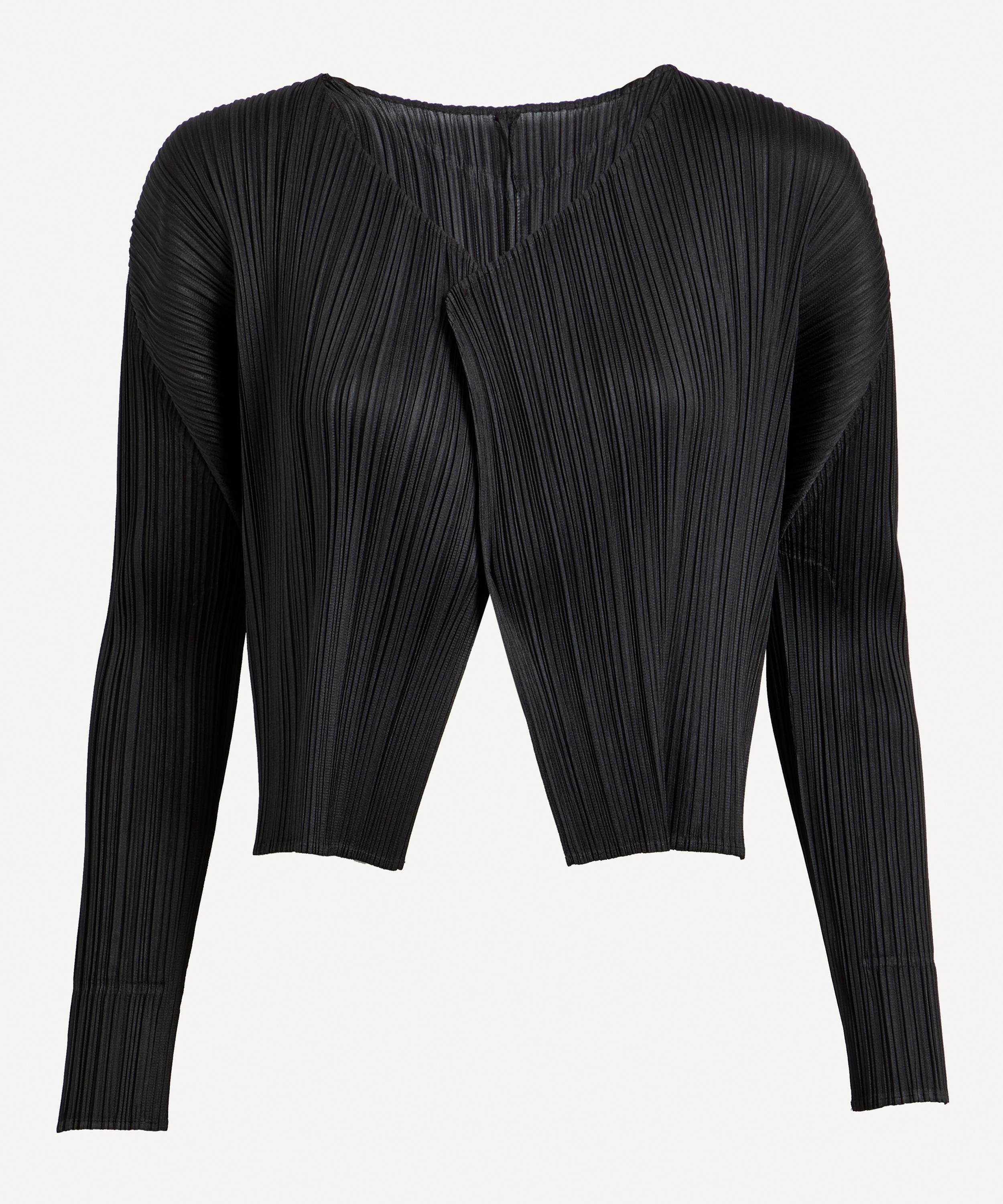 トップス ISSEY MIYAKE / Short cardigan Issey Miyake Women's' Linen Like Pleats Cardigan in Grey