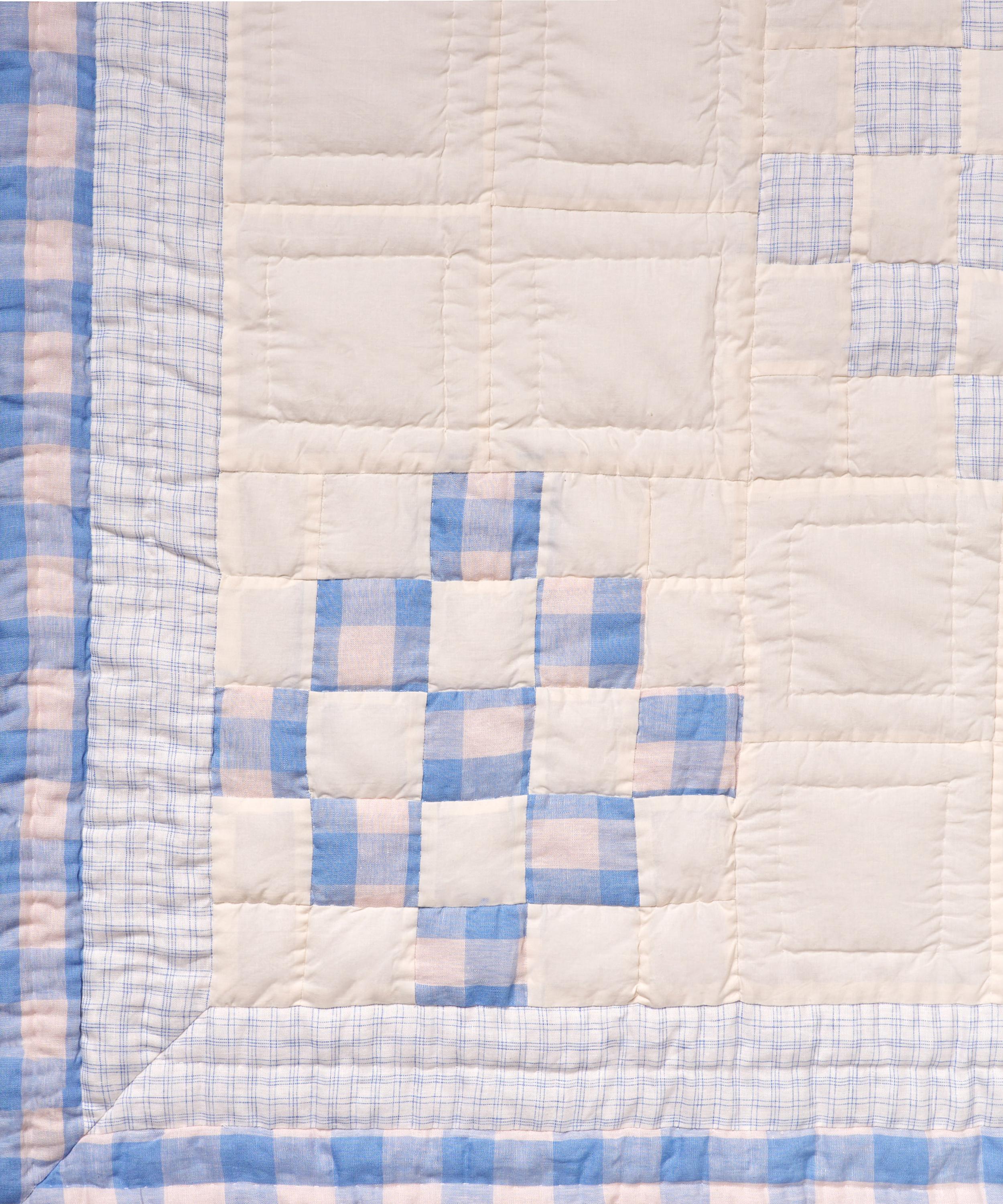 Projektityyny Ruiskaunokki Cornflower Blue Gingham Patchwork Quilt