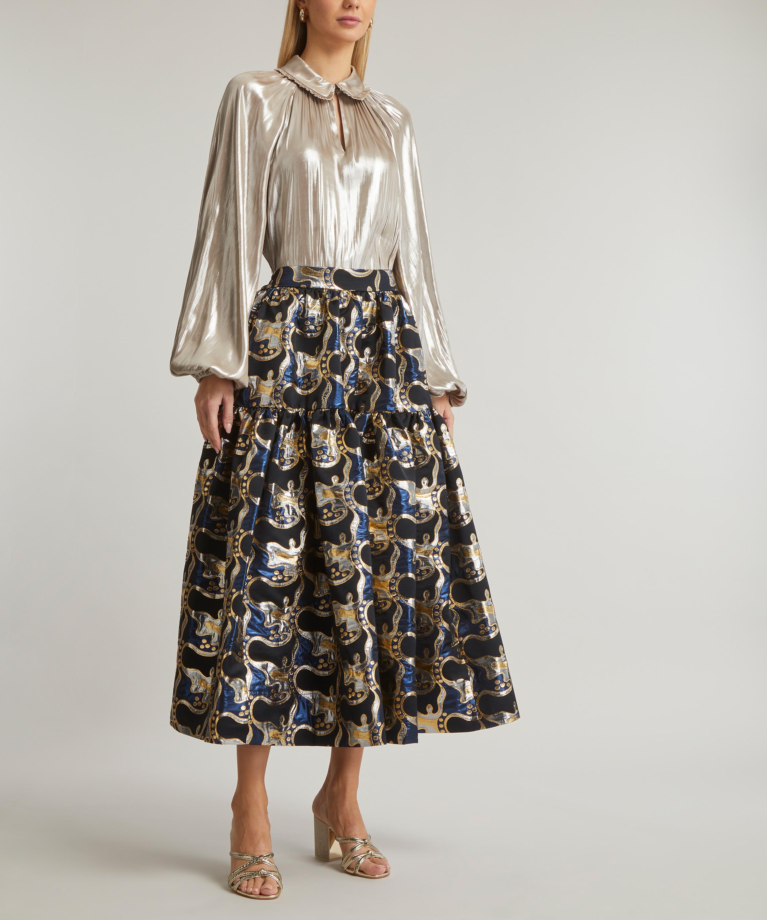 La DoubleJ Oscar Spritz Blu Jacquard Skirt | Liberty