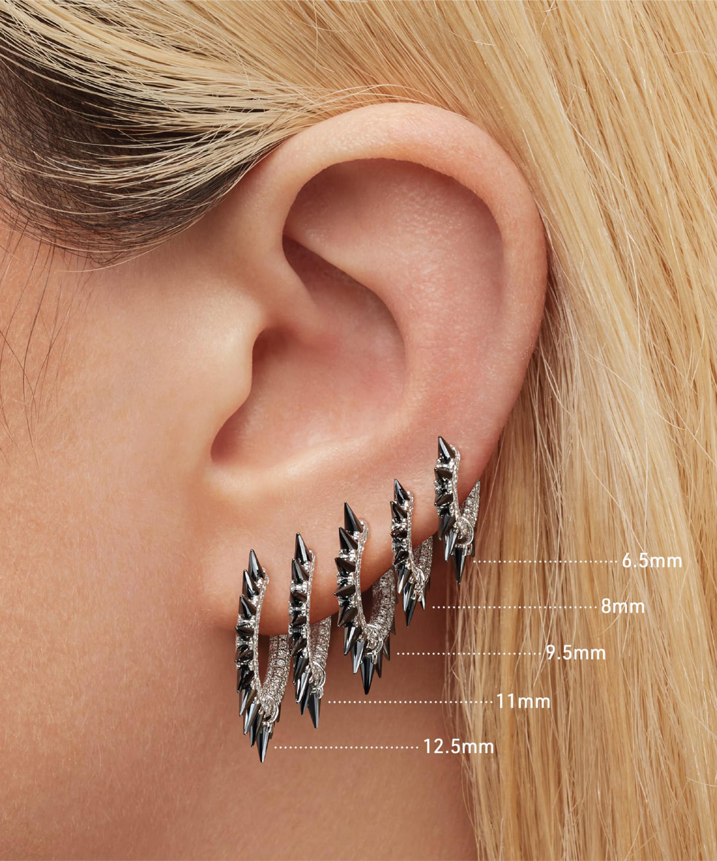 Maria Tash - 18ct 6.5mm Black Moissanite Mohawk and Diamond Pave Hoop Earring image number 2