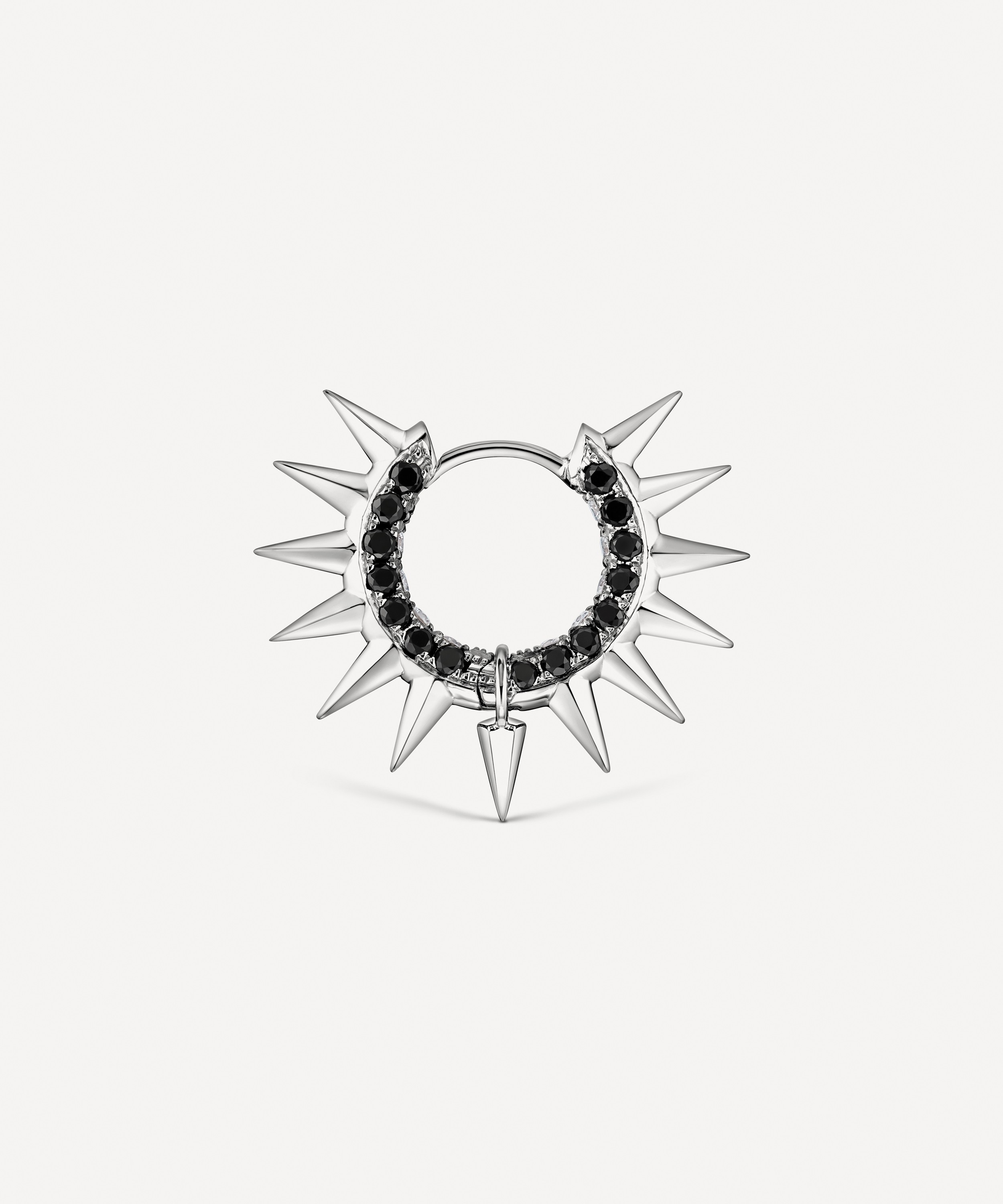 Maria Tash - 18ct 8mm Metal Mohawk with Black and White Diamond Pave Hoop Earring image number 1