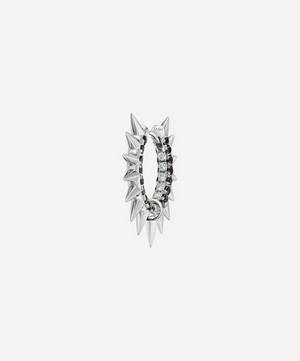 Maria Tash - 18ct 9.5mm Metal Mohawk with Black and White Diamond Pave Hoop Earring image number 0