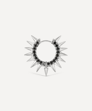 Maria Tash - 18ct 9.5mm Metal Mohawk with Black and White Diamond Pave Hoop Earring image number 2