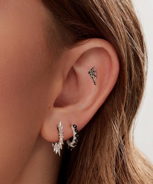 Maria Tash - 18ct 9.5mm Metal Mohawk with Black and White Diamond Pave Hoop Earring image number 1
