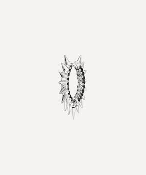 Maria Tash - 18ct 11mm Metal Mohawk with Black and White Diamond Pave Hoop Earring image number 0