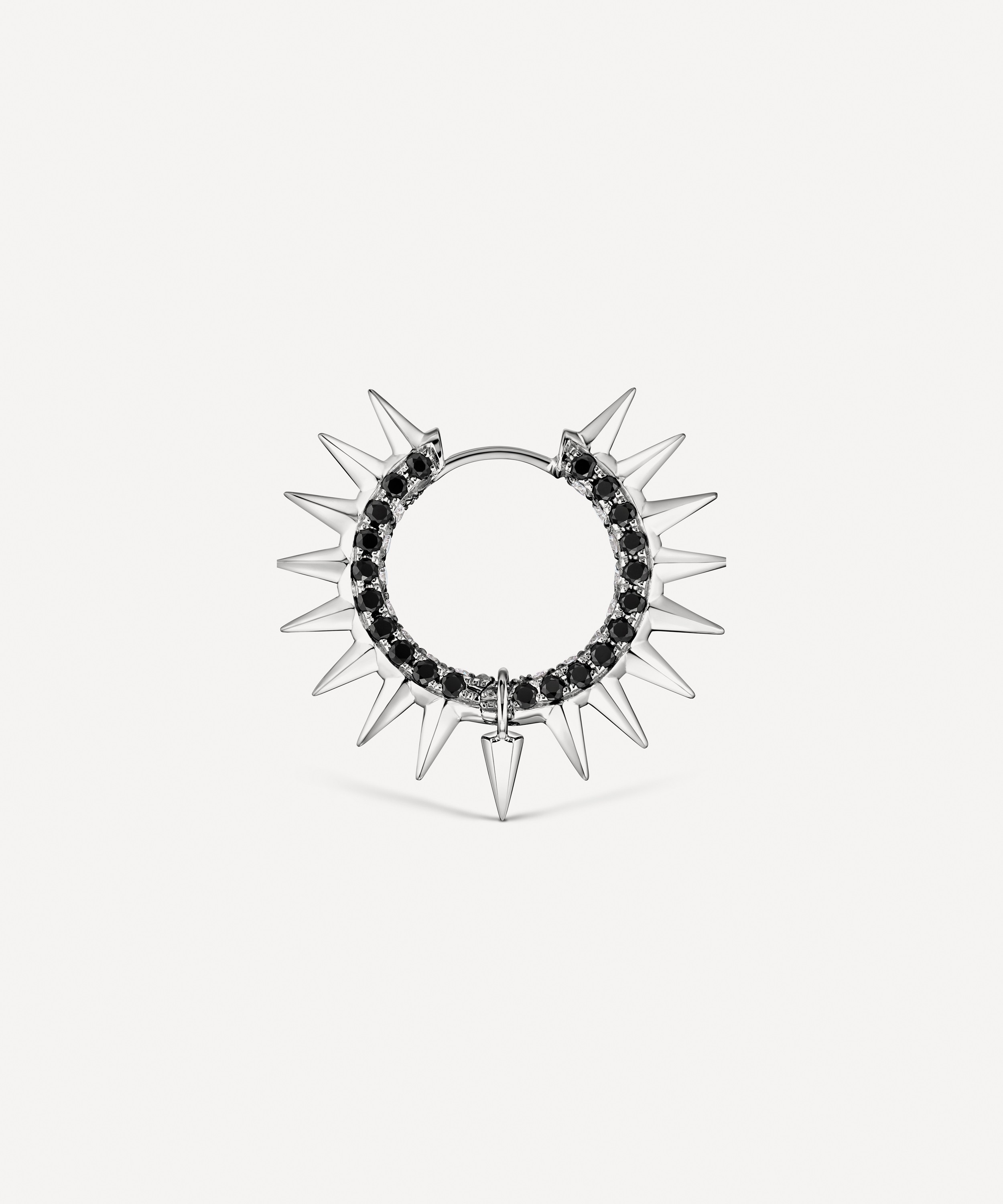 Maria Tash - 18ct 11mm Metal Mohawk with Black and White Diamond Pave Hoop Earring image number 1