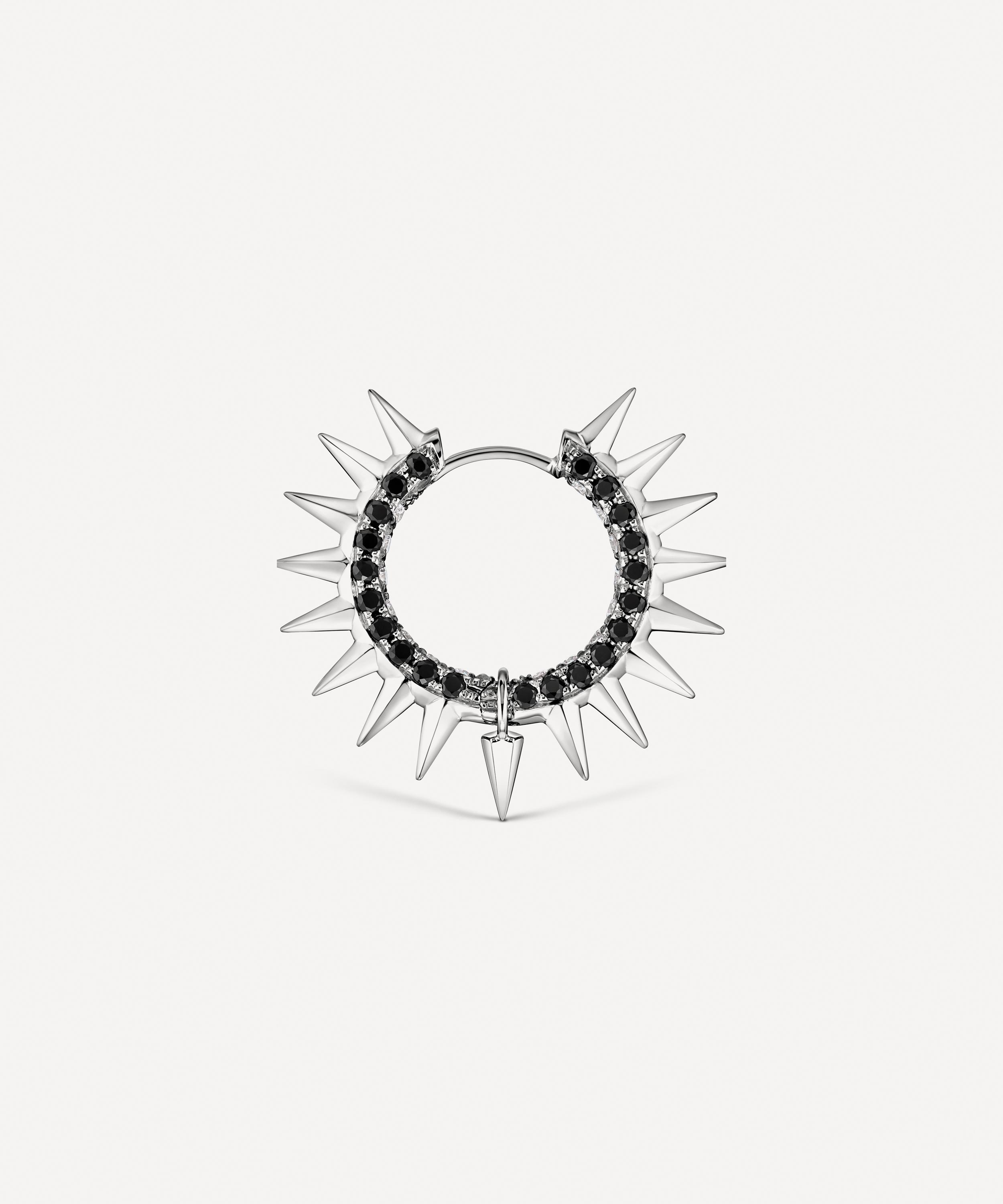 Maria Tash - 18ct 11mm Metal Mohawk with Black and White Diamond Pave Hoop Earring image number 2