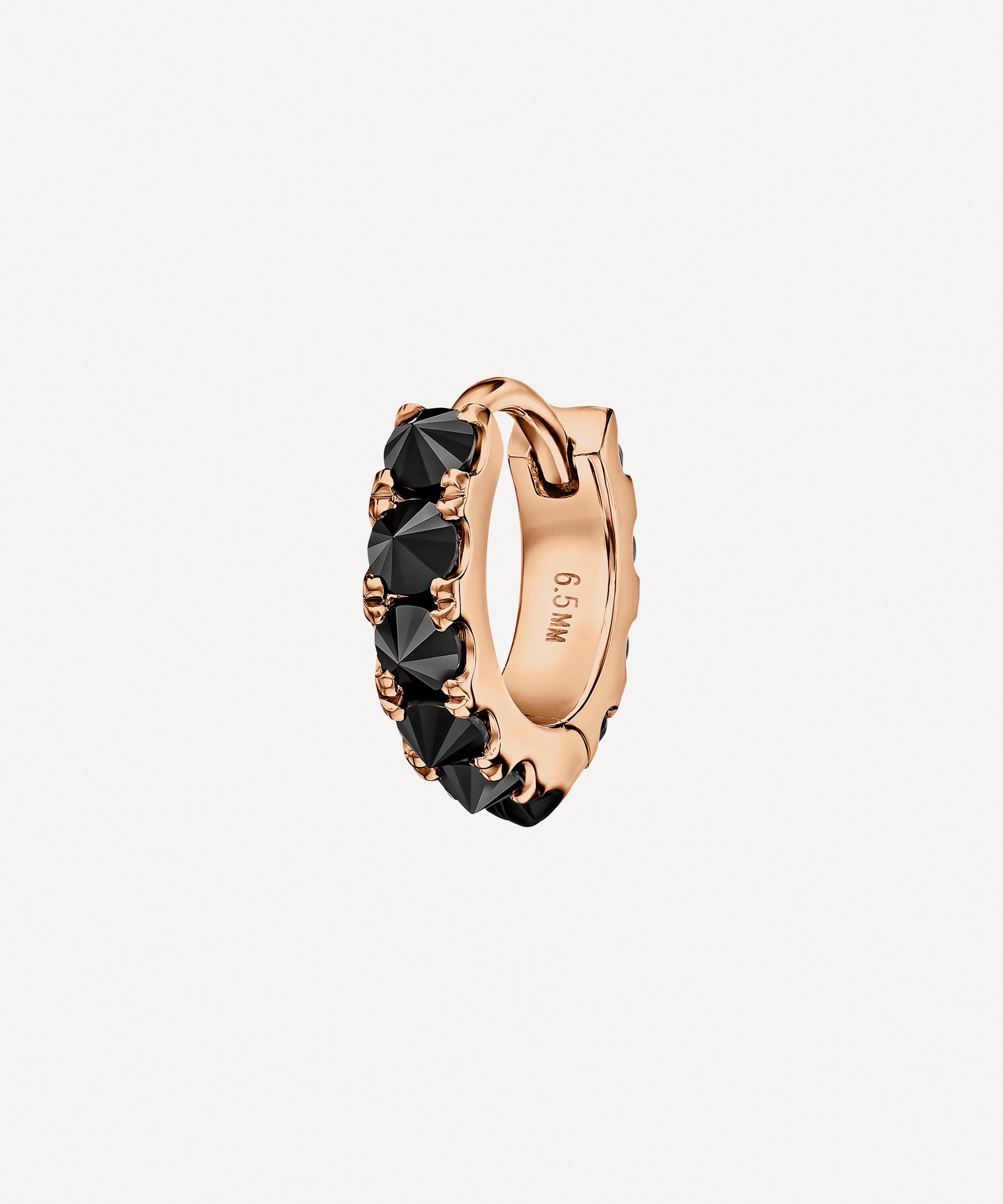 Maria Tash - 18ct Rose Gold Black Diamond Eternity 6.5mm Hoop Earring image number 0