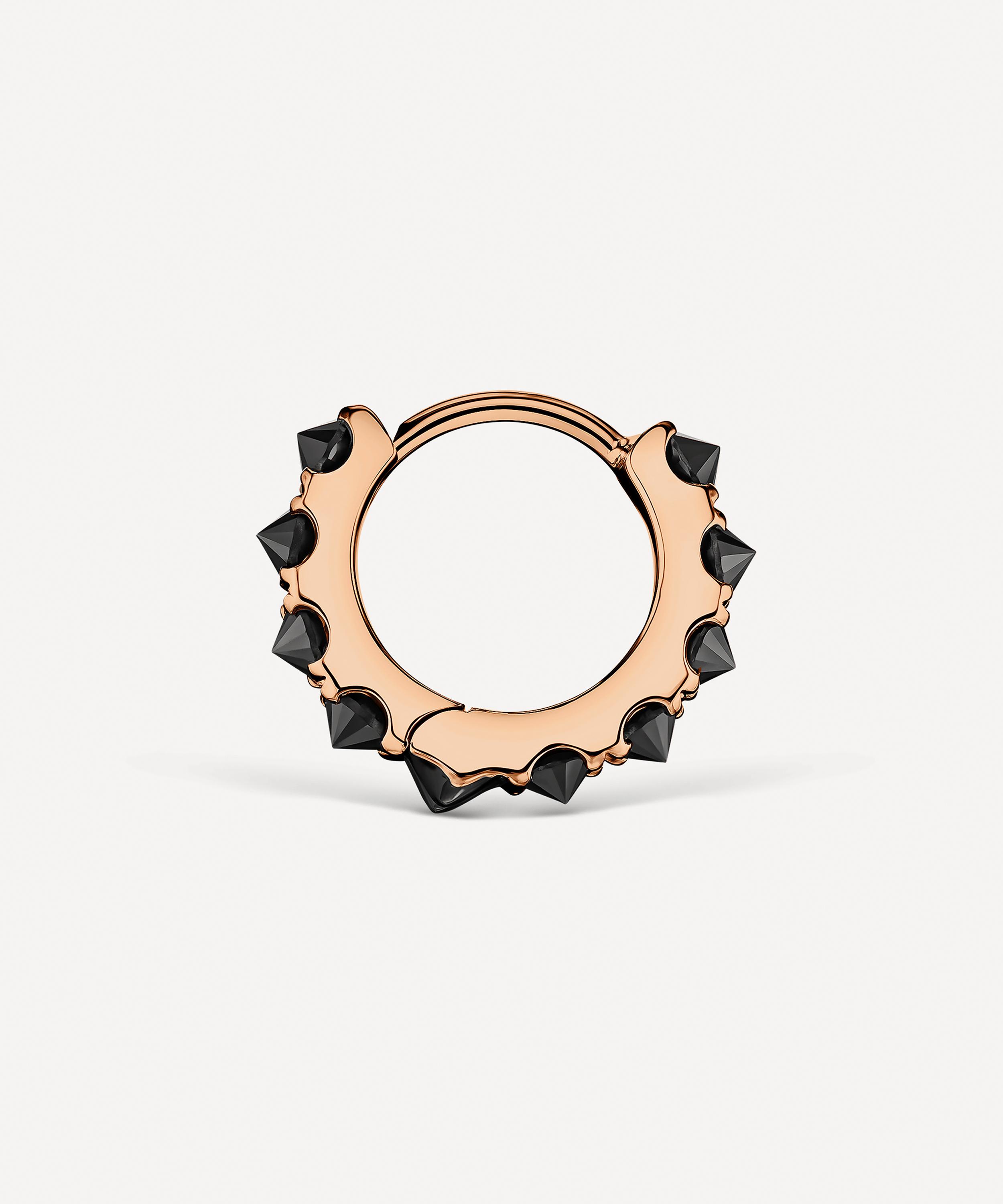 Maria Tash - 18ct Rose Gold Black Diamond Eternity 6.5mm Hoop Earring image number 1