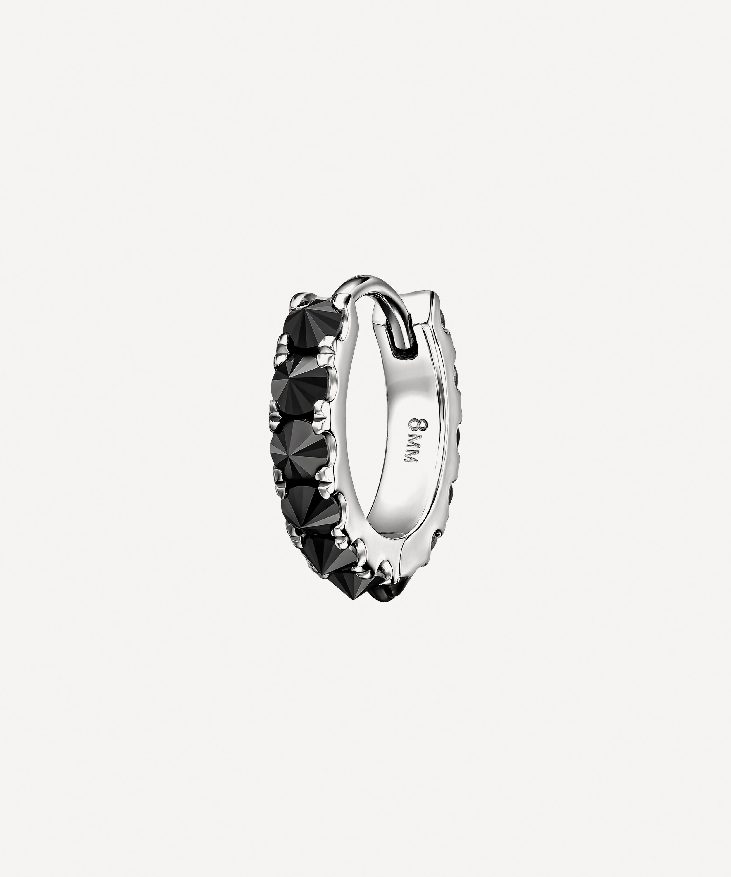 Maria Tash - 18ct White Gold Black Diamond Eternity 8mm Hoop Earring image number 0