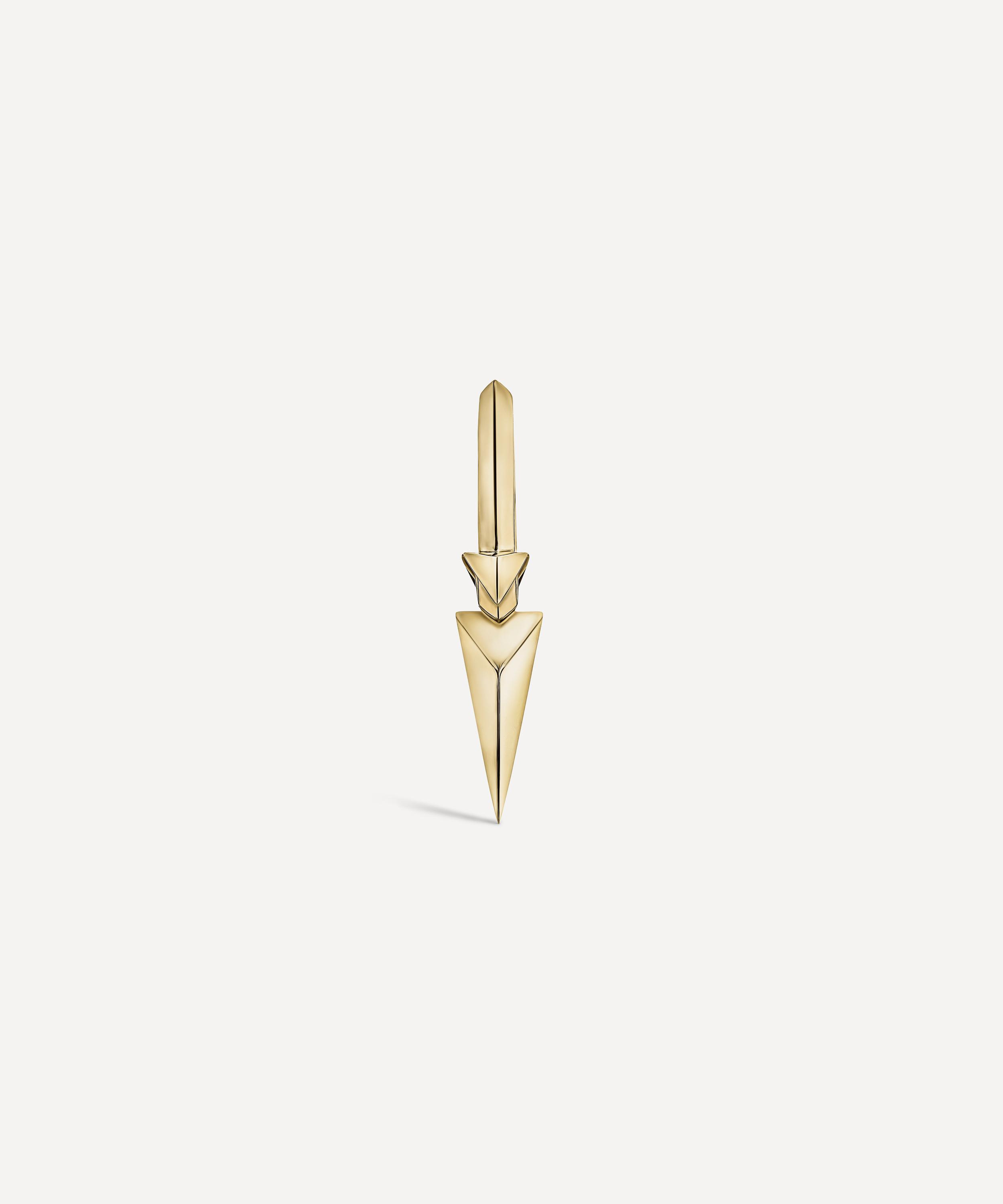 Maria Tash - 14ct 9.5mm Faceted Triple Long Spike Hoop Earring image number 3