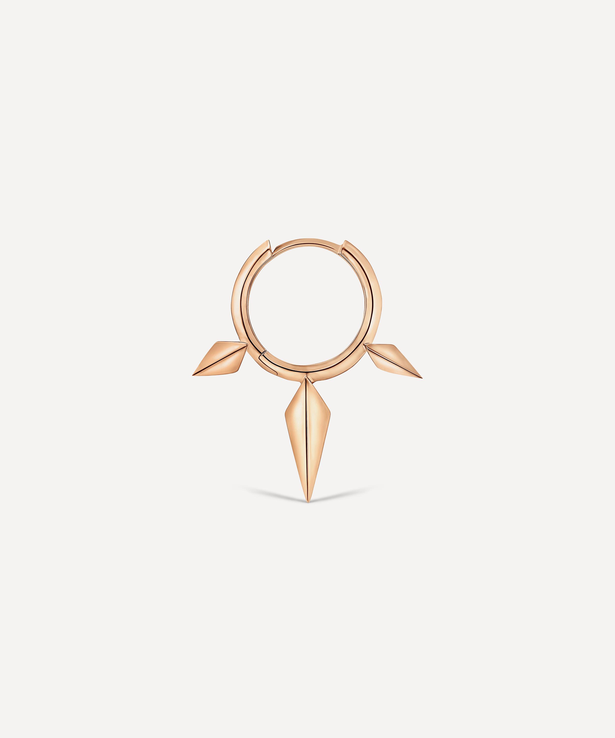 Maria Tash - 14ct 9.5mm Faceted Triple Long Spike Hoop Earring image number 2