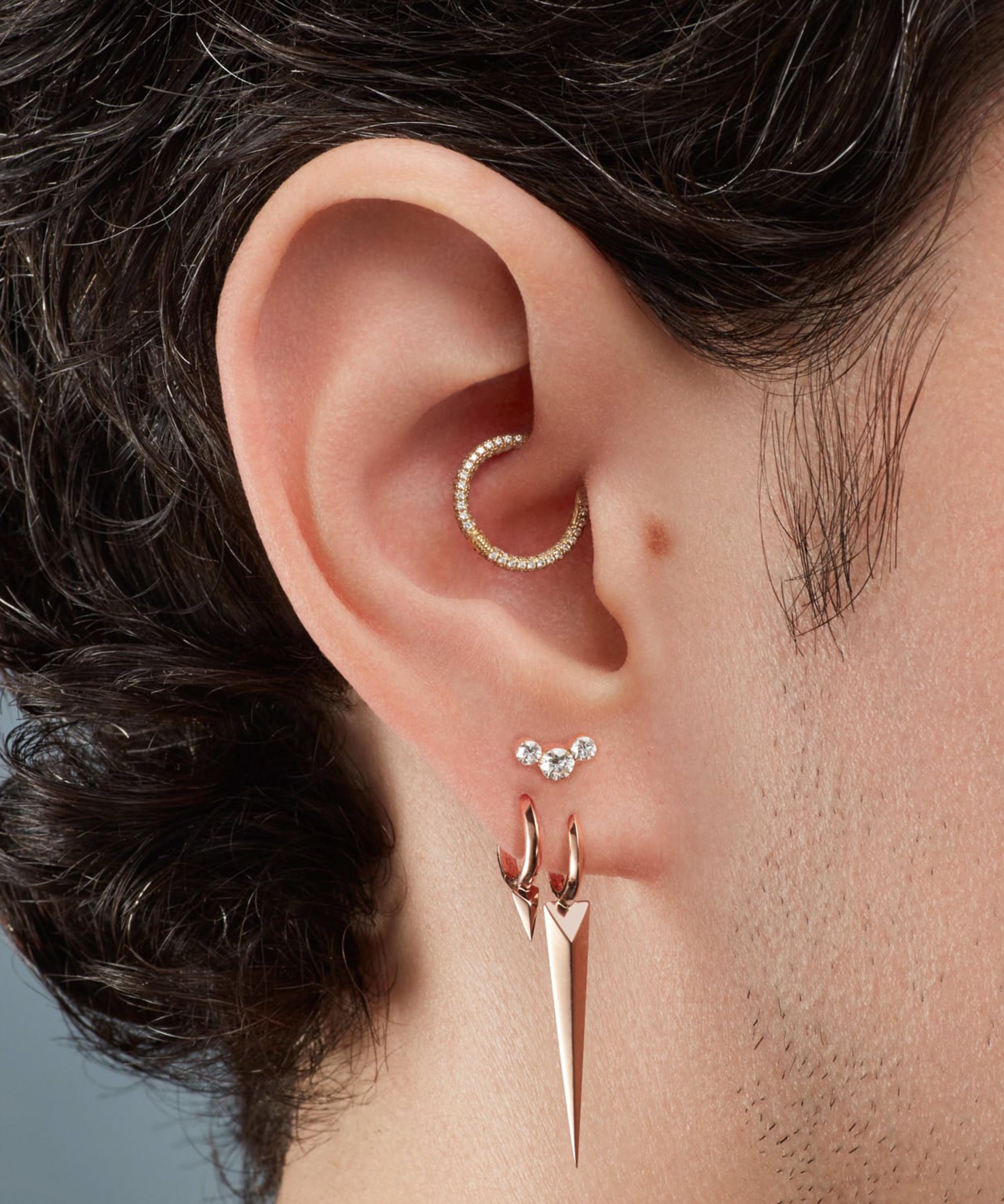 Maria Tash - 14ct 6.5mm Faceted Grand Spike Hoop Earring image number 1