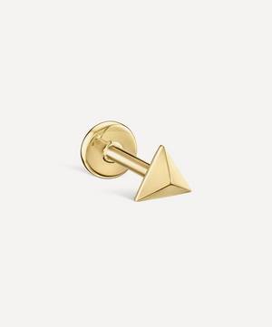 14ct Gold 3.5mm Faceted Triangle Threaded Stud Earring