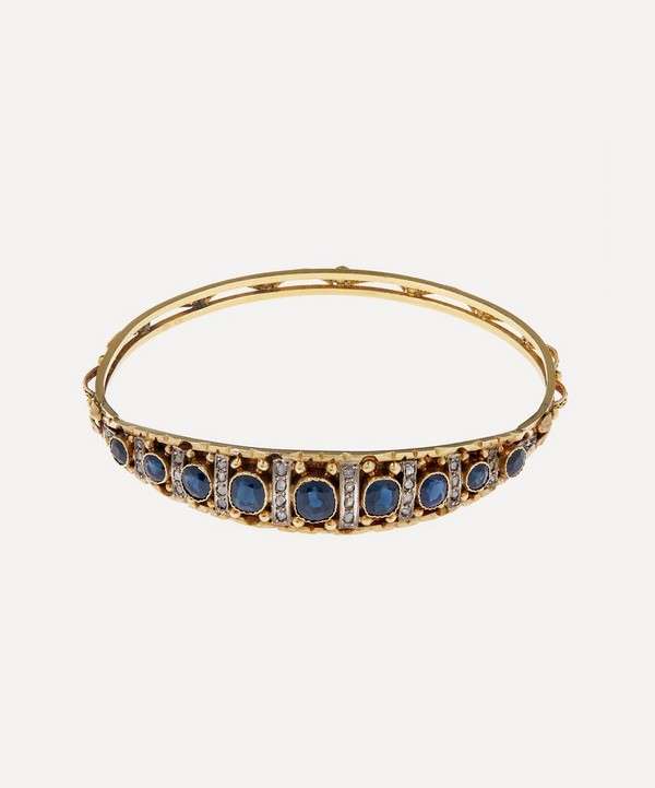 Kojis - 18ct Gold Antique Sapphire and Diamond Bangle Bracelet image number null