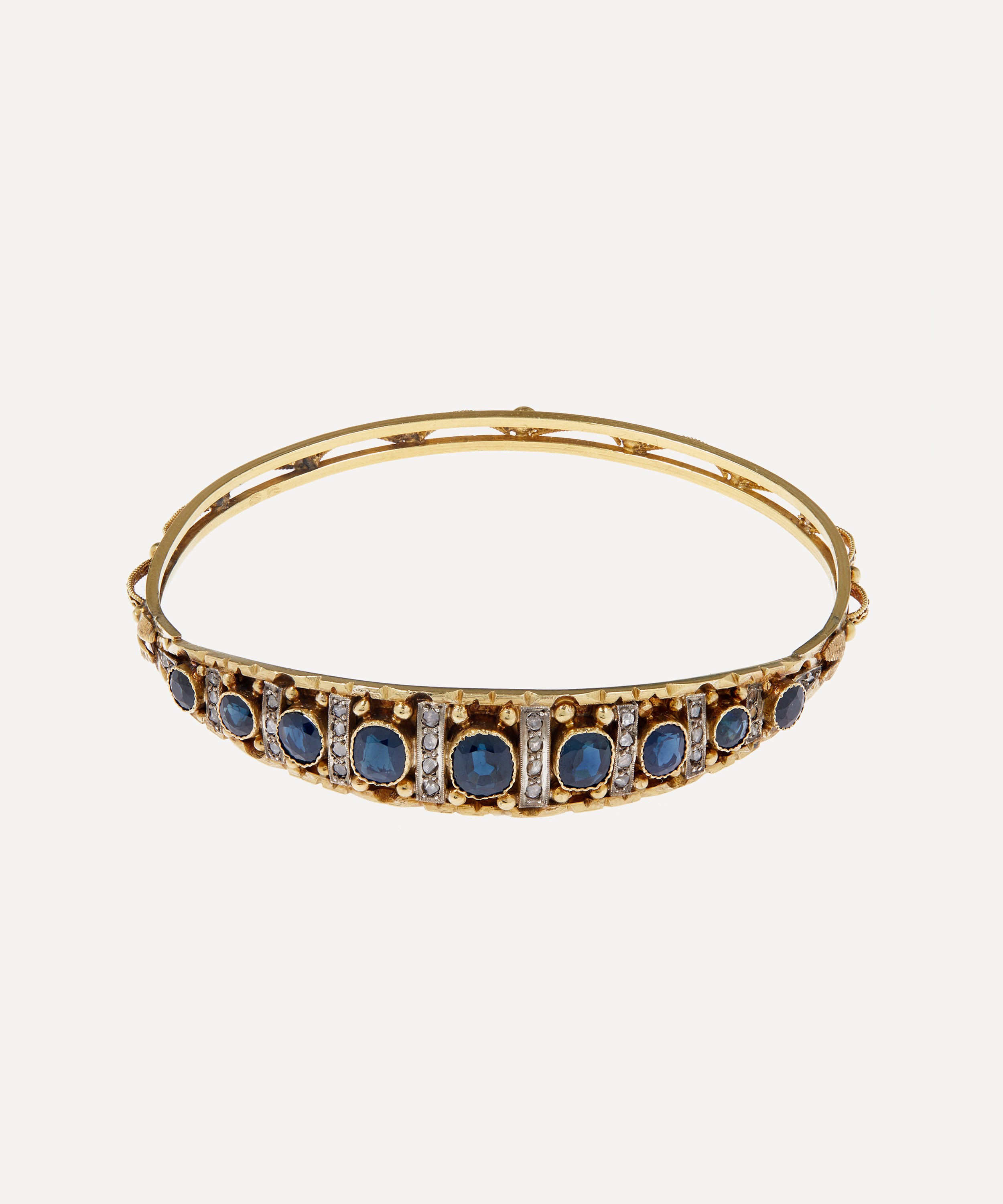 Kojis - 18ct Gold Antique Sapphire and Diamond Bangle Bracelet image number 0