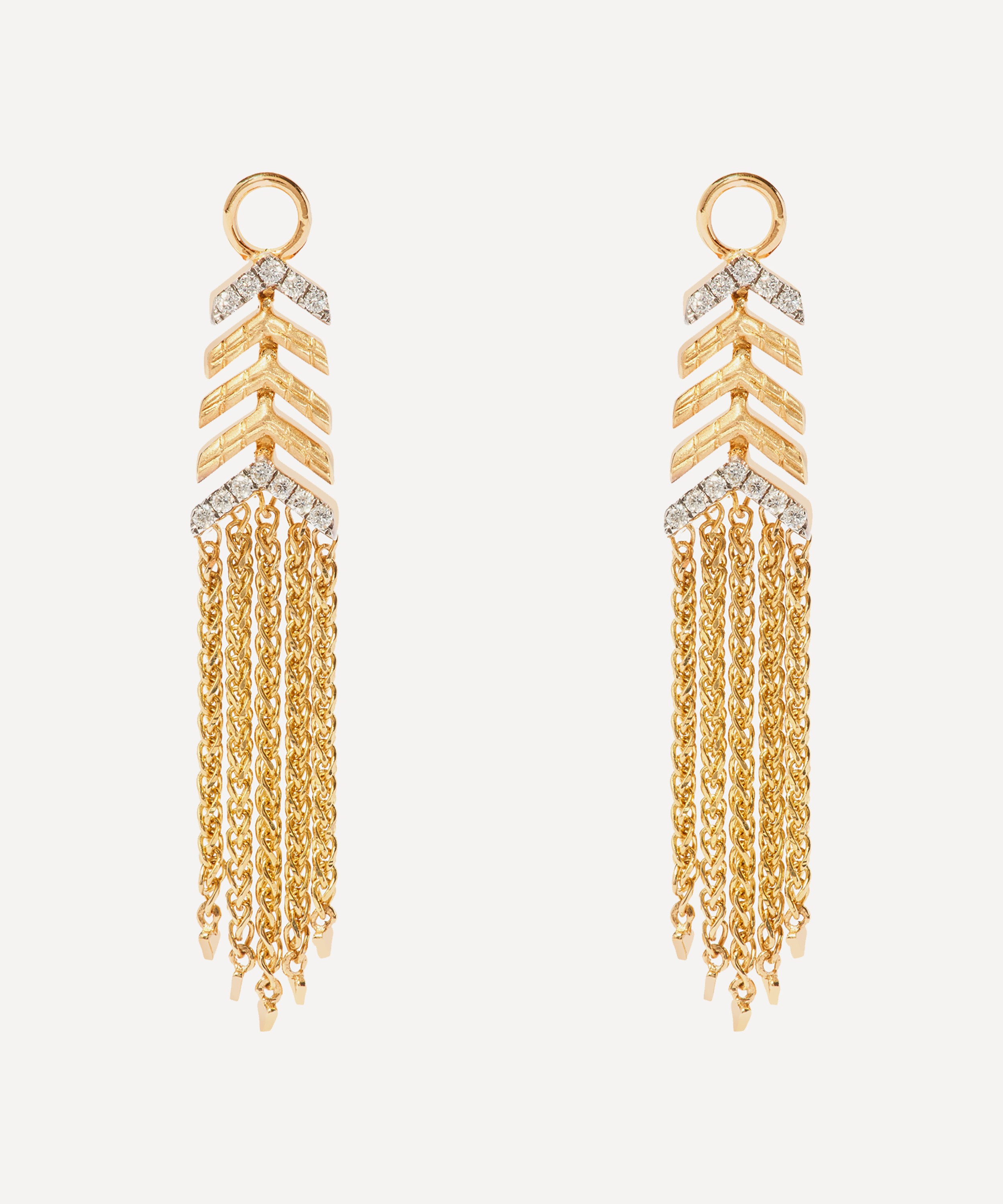 Annoushka Deco 18ct White Gold Diamond Feather Stud Earrings