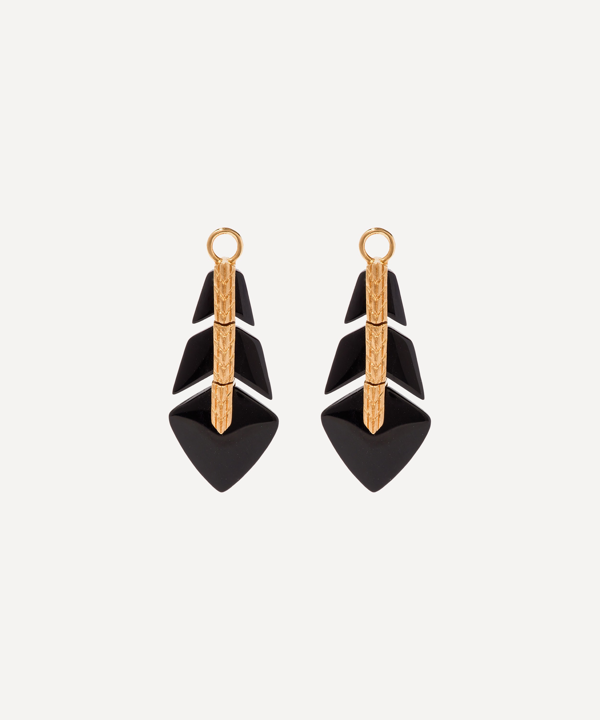 Annoushka - 18ct Gold Deco Feather Black Onyx Earring Drops image number 0