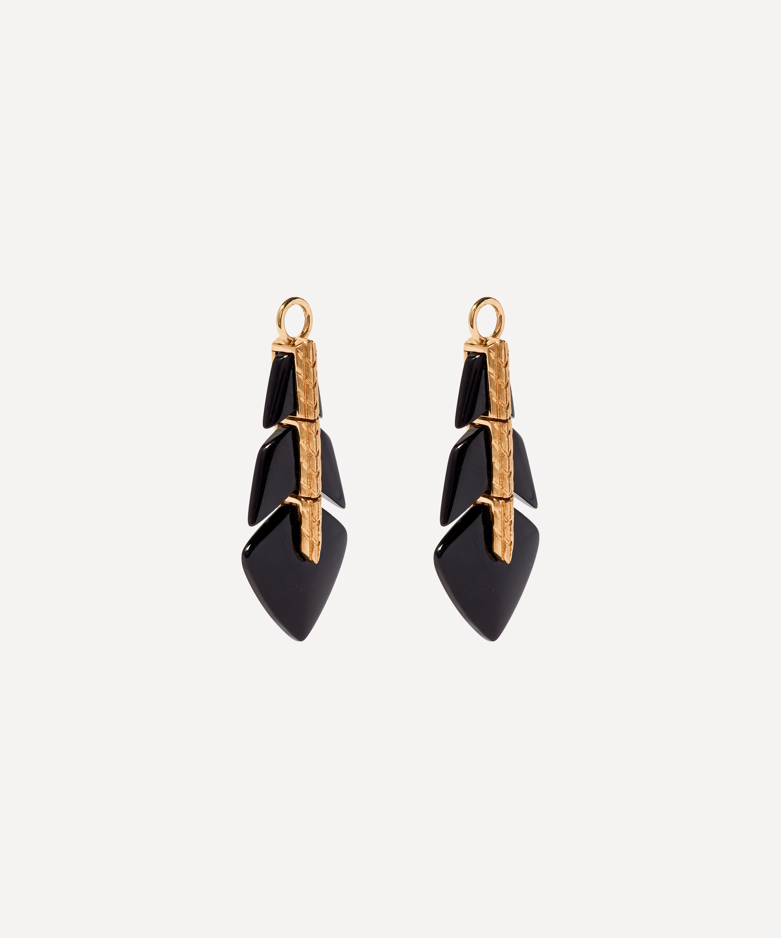 Annoushka - 18ct Gold Deco Feather Black Onyx Earring Drops image number 1