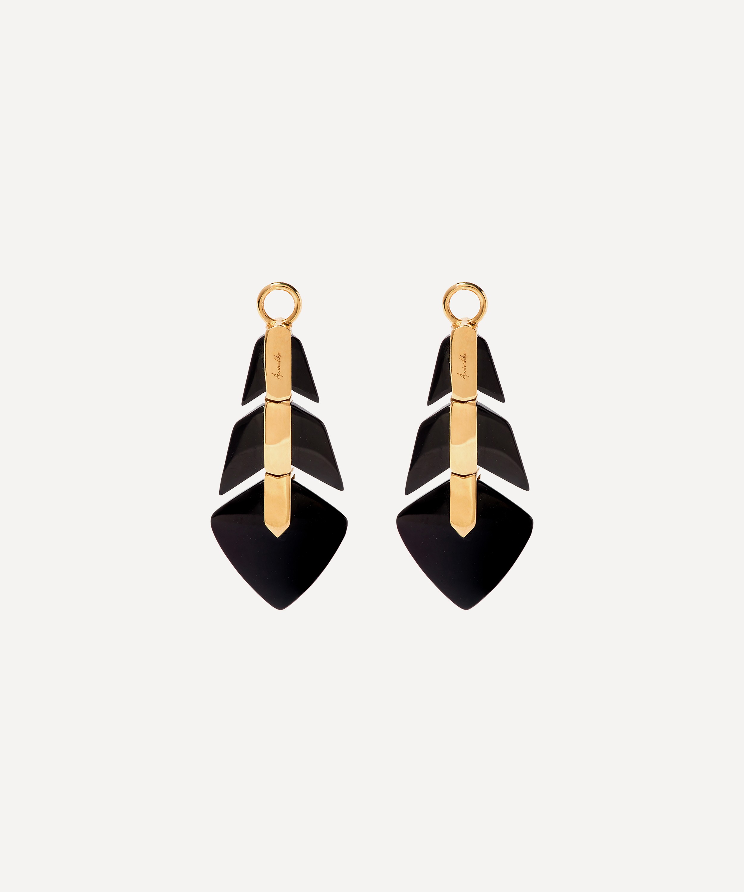 Annoushka - 18ct Gold Deco Feather Black Onyx Earring Drops image number 2