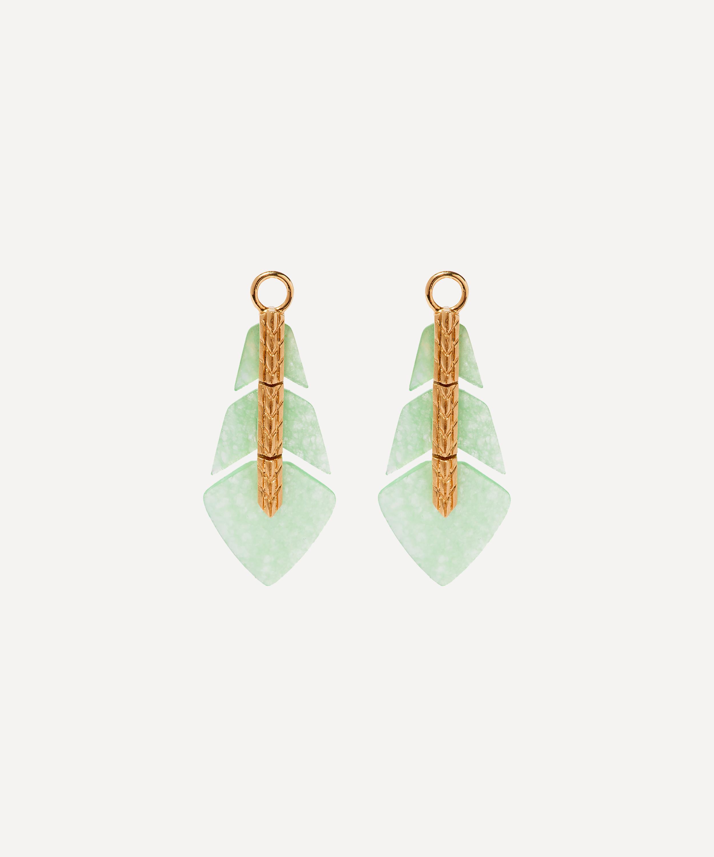 Annoushka - 18ct Gold Deco Feather Jade Earring Drops