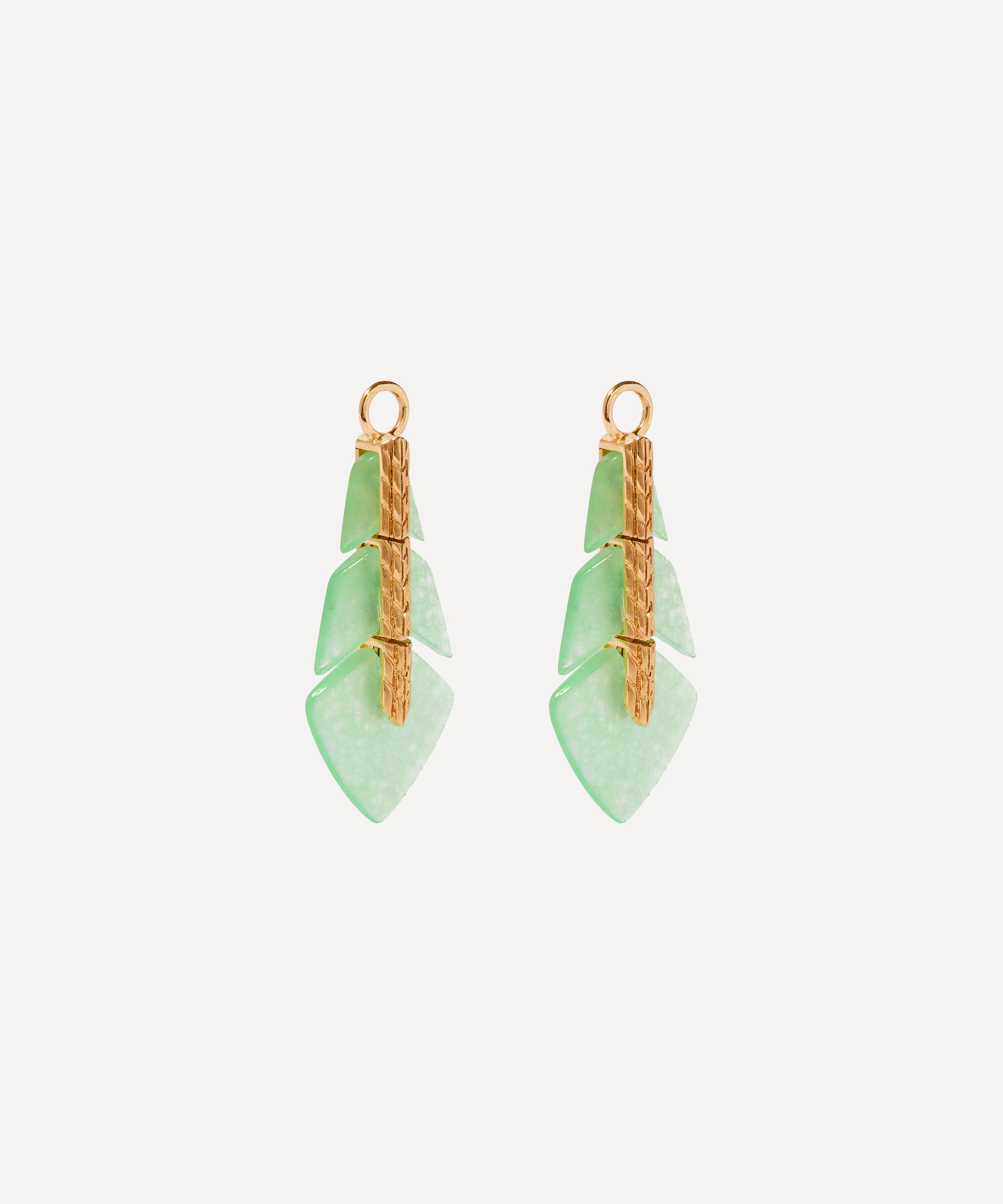 Annoushka - 18ct Gold Flight Feather Jade Earring Drops image number 1