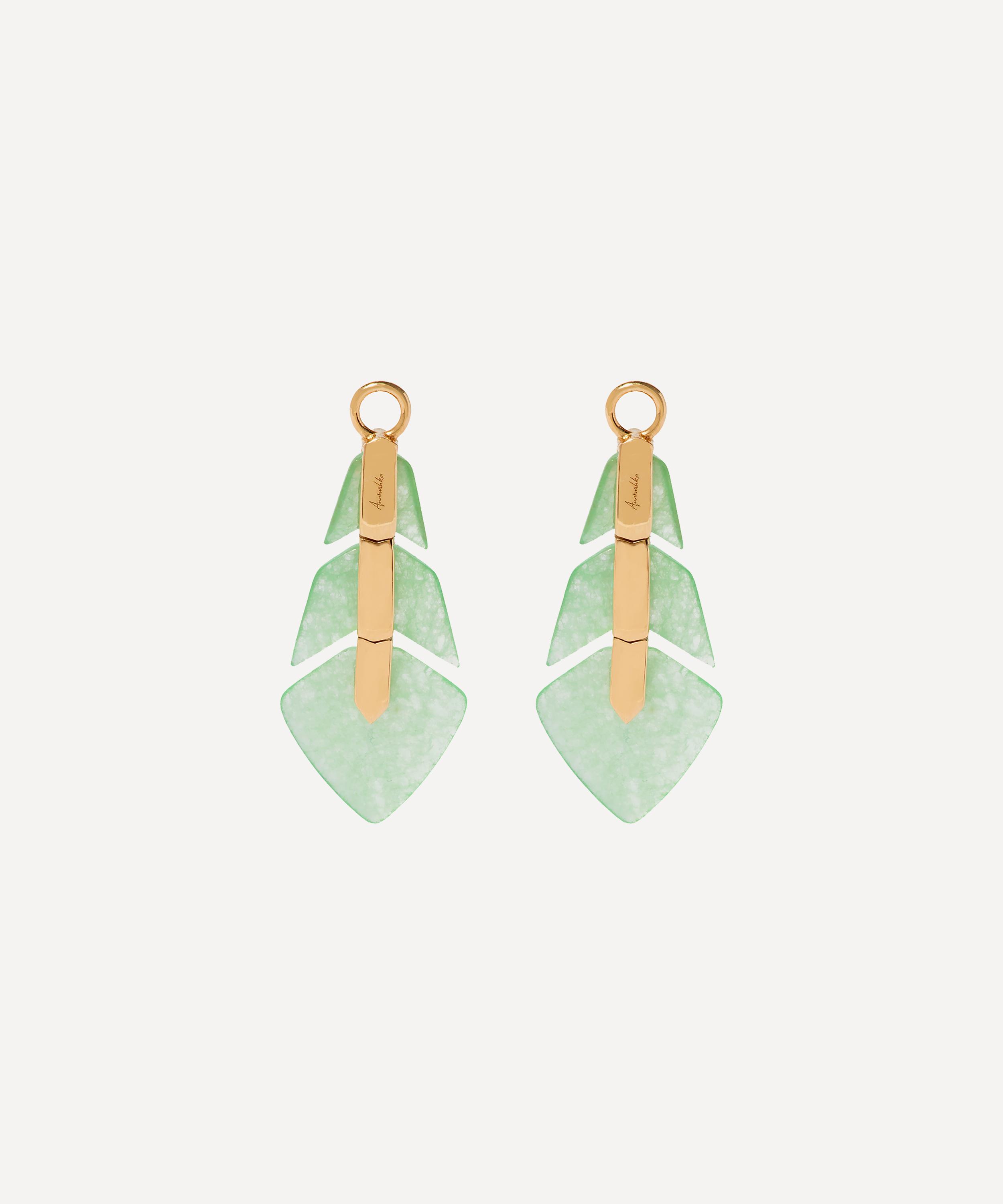 Annoushka - 18ct Gold Flight Feather Jade Earring Drops image number 2