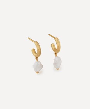 Monica Vinader - 18ct Gold-Plated Vermeil Silver Nura Keshi Pearl Huggie Hoop Earrings image number 0